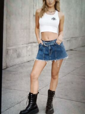 Aeropostale Micro Mini Skirt Y2k Inspired Belted Raw Hem Mid Rise Womens 6